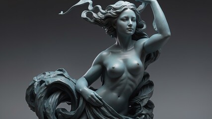 realistic image of the zodiac pisces whole body marble background