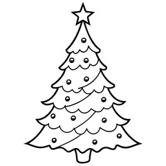 Clean Line Art Christmas Tree Design for Creative Use