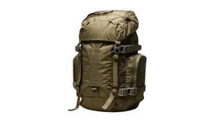 Tourist Khaki Backpack on a Transparent Background