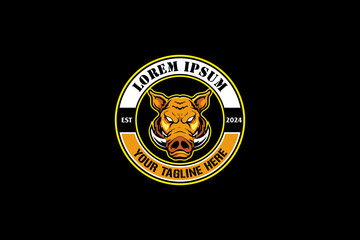 wild boar head cartoon character vector logo