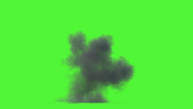 Explosion of Bomb or Meteorite on a Chromakey green background. Attached are Footages on a Black background and an Alpha channel for the Stencil Alpha masking. There is a Demo at the end. 30 fps 4K.