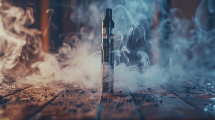 Vape Device Amidst Dense Vapor Clouds