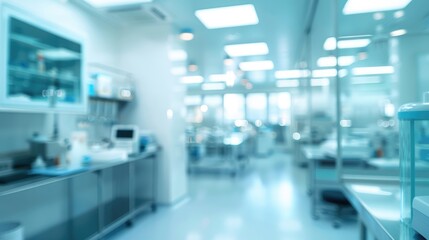 Obraz premium Modern medical laboratory interior blurred panoramic view