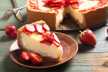 Strawberry cheesecake New York with mint