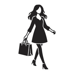 A silhouette flat girl going shopping