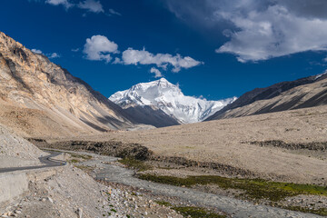 Mt Everest from North Base Camp is in Tibet at 5,150 meters