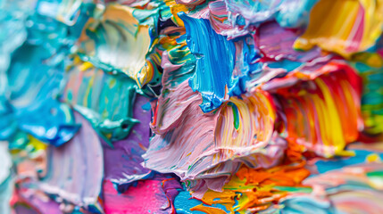 Close colorful painting with abundant paint