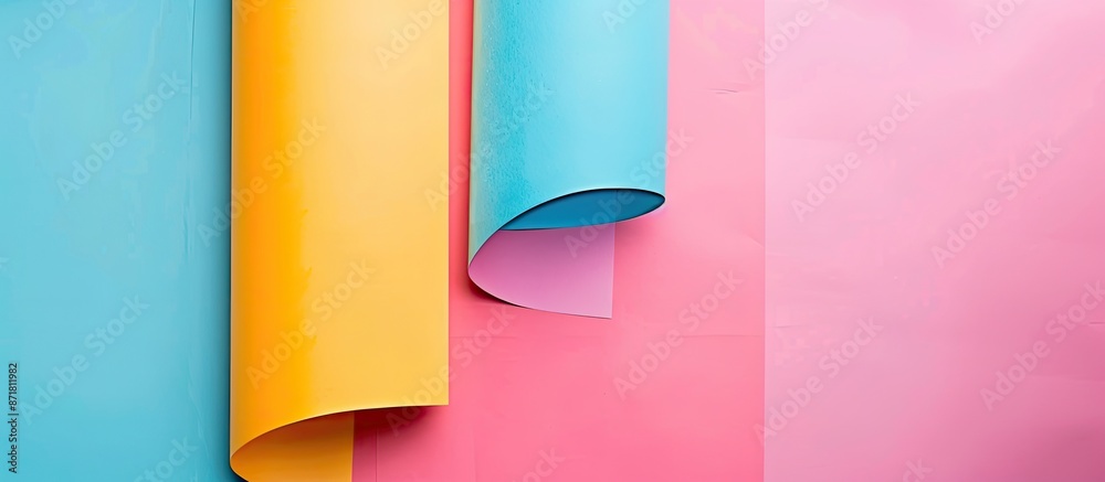 Wall mural minimal background concept featuring a vibrant paper backdrop with copy space image.