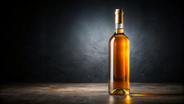 Isolated honey wine bottle with dark background