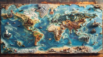 Set of global world map planet geography illustration. 