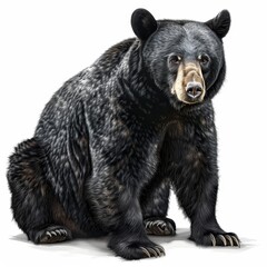 Fototapeta premium A black bear is sitting on a white background
