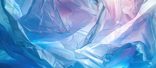 Obraz premium A detailed close-up photograph showing a beautiful abstract background created by a plastic bag, emphasizing the concept of eliminating plastic bags to save and protect the environment, with plenty