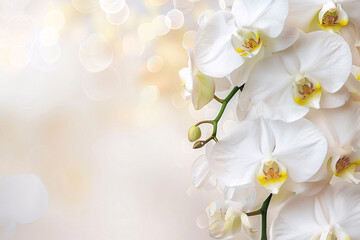 Obraz premium white orchid background with copy space