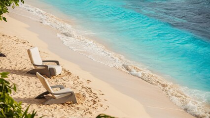 Lounge chairs on a tropical beach