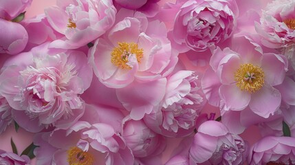 Postcard featuring peonies from a top down perspective