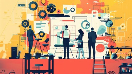 Illustrazione di un team che lavora su un progetto