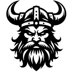 Silhouette of angry viking face