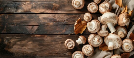 Ingredients for mushroom dishes with a copy space image.