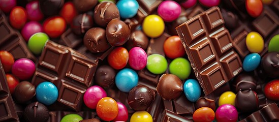 A child's favorite, vibrant chocolate with an appealing appearance, perfect for copy space image.