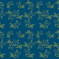 seamless pattern of koi fish on navy-blue background 