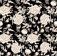 Seamless floral design. Backdrop flowers pattern.