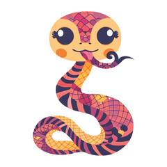Fototapeta premium cute Cartoon snake posing and sticking out tongue vector
