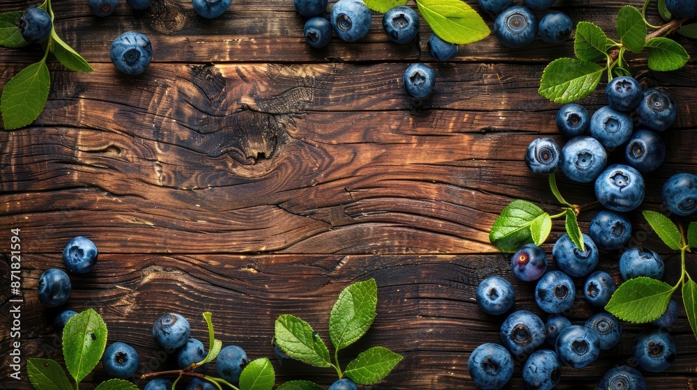 Canvas Prints Nutritious blueberries on antique wooden table