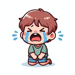 Vector image of crying little child