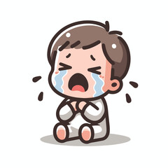 Vector image of crying little child