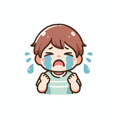 Vector image of crying little child