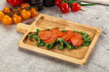 Spanish salami cured chorizo sausage