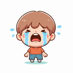 Vector image of crying little child