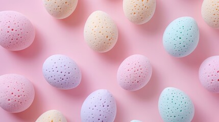 Obraz premium Pastel colored cosmetic sponges on a soft pink backdrop