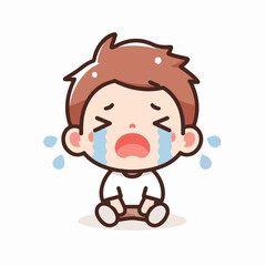 Vector image of crying little child