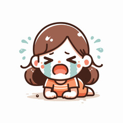 Vector image of crying little child