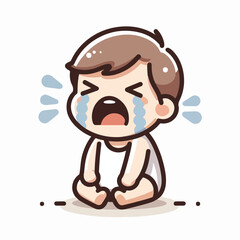 Vector image of crying little child