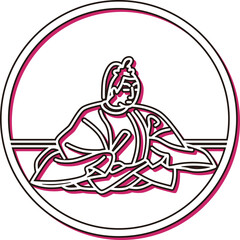 カラーシャドウ円形シンプル百人一首　大納言経信