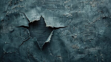 Tattered blue gray cloth with a hole Grungy textured background