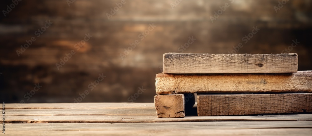 Poster vintage-style concept shown with a stack of old wooden boards available for sale, creating a picture