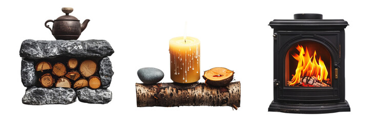 Burning household items is a burning candle with melting wax and a burning