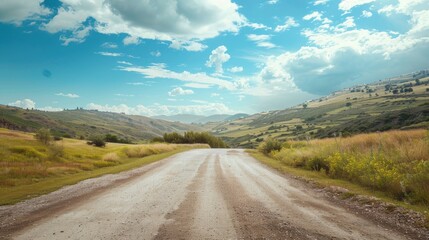 Rural landscape with road and empty space