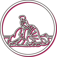 カラーシャドウ円形シンプル百人一首　源俊頼朝臣