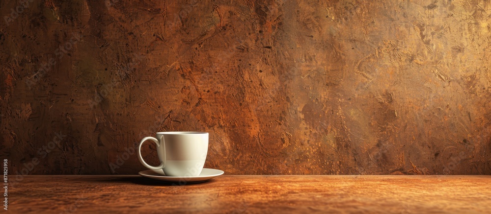 Leinwandbilder coffee cup placed on a brown surface with empty space for adding images.
