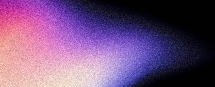 Glowing abstract grainy gradient background, purple blue pink white black noisy texture color shape banner poster cover header backdrop design