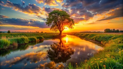 Fototapeta premium sunrise over the river