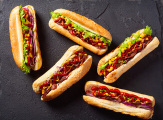 Hot dog . Traditional american fast food .