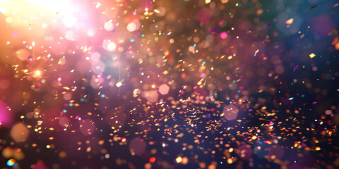 Colorful glittering confetti falling background- Ai Generated