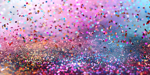 Colorful glittering confetti falling background- Ai Generated