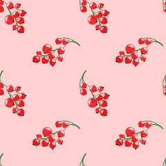 pattern with berries. Seamless Pattern of Red Berries, Blueberries, and Strawberries on Pink Background. High quality illustration