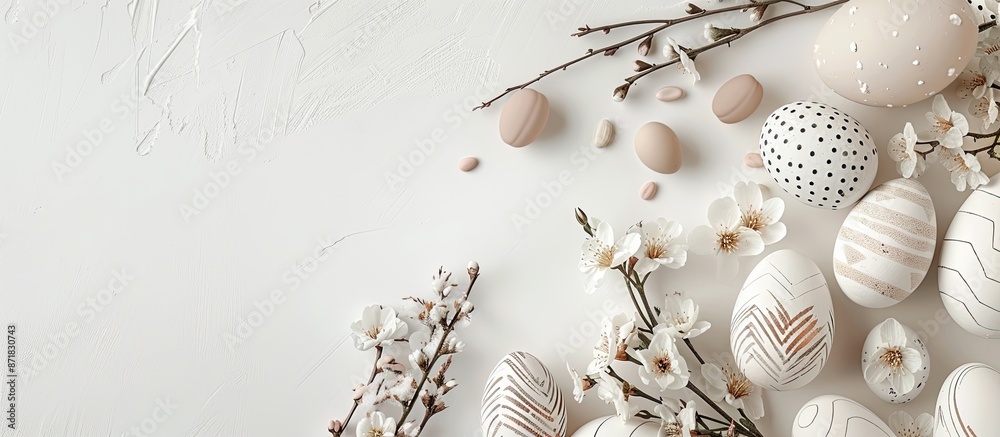 Poster easter decor displayed against a white backdrop with copy space image.